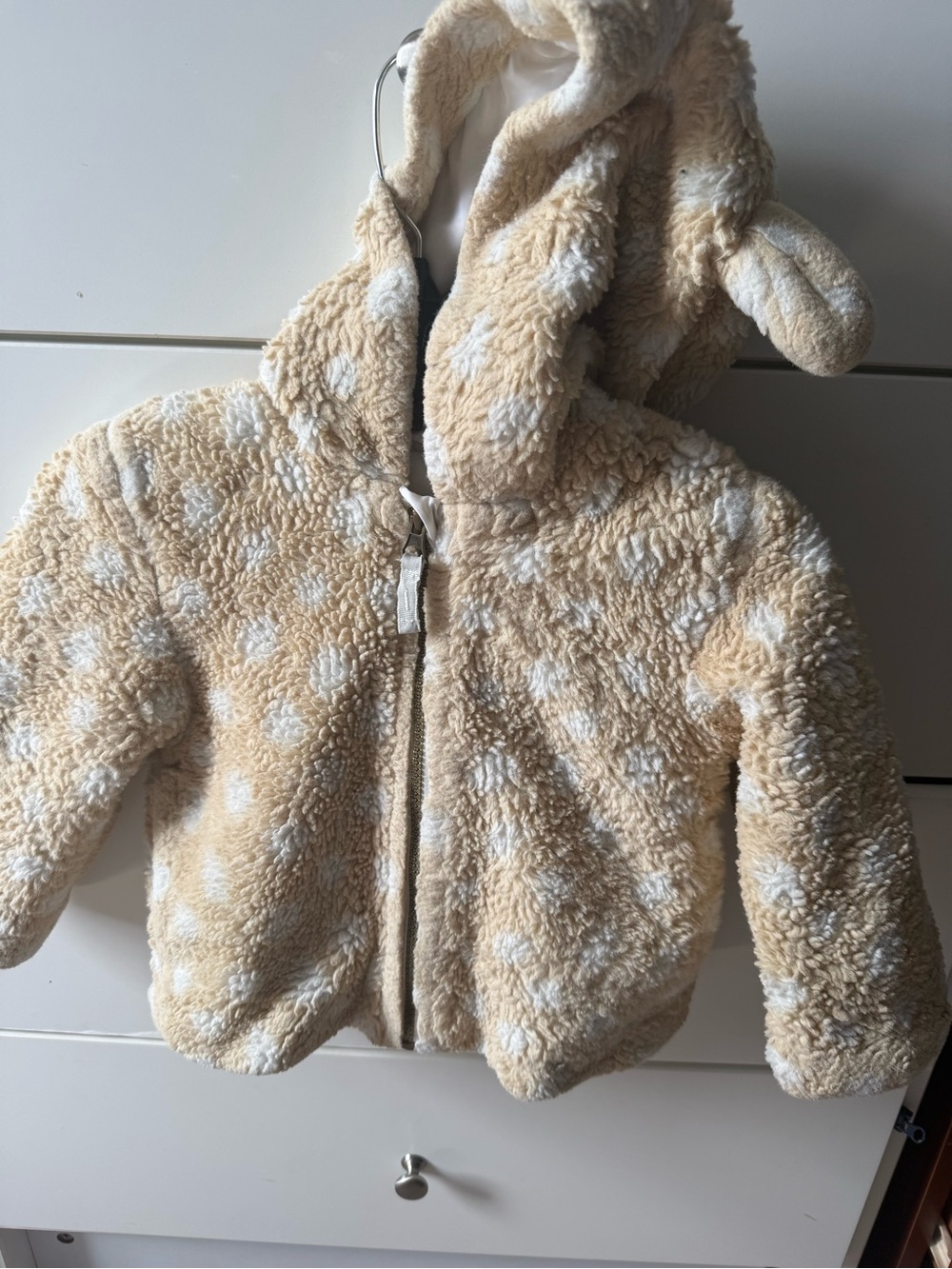 Cozy Teddy Sherpa Hoodie Jacket in Cream & White